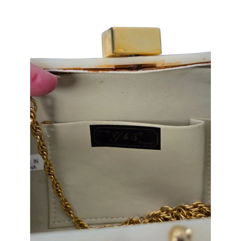 Vintage Y&S Original Hard Shell Shaped Iridescent Cream Evening Purse